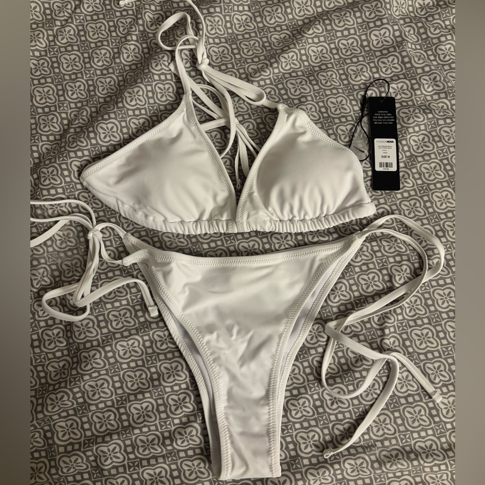 Fashion Nova Elegant White Bikini Set